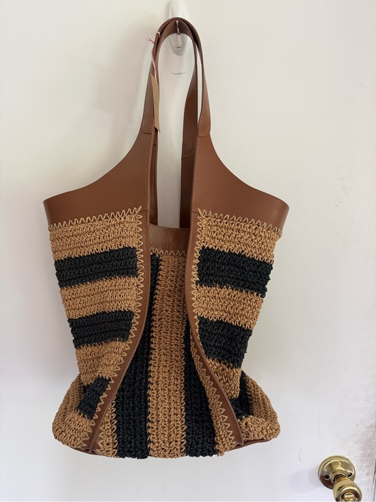 Boden Handbags - Boden Brown and Black Striped Woven Shoulder Tote